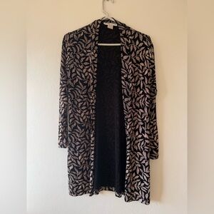 Ronni Nicole Black and Cream Leaf Pattern Cardigan